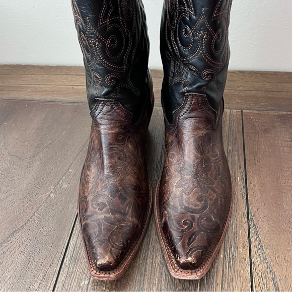 Corral Brown Leather Embroidered Western Cowboy Boots Womens size 9 - Picture 6 of 12